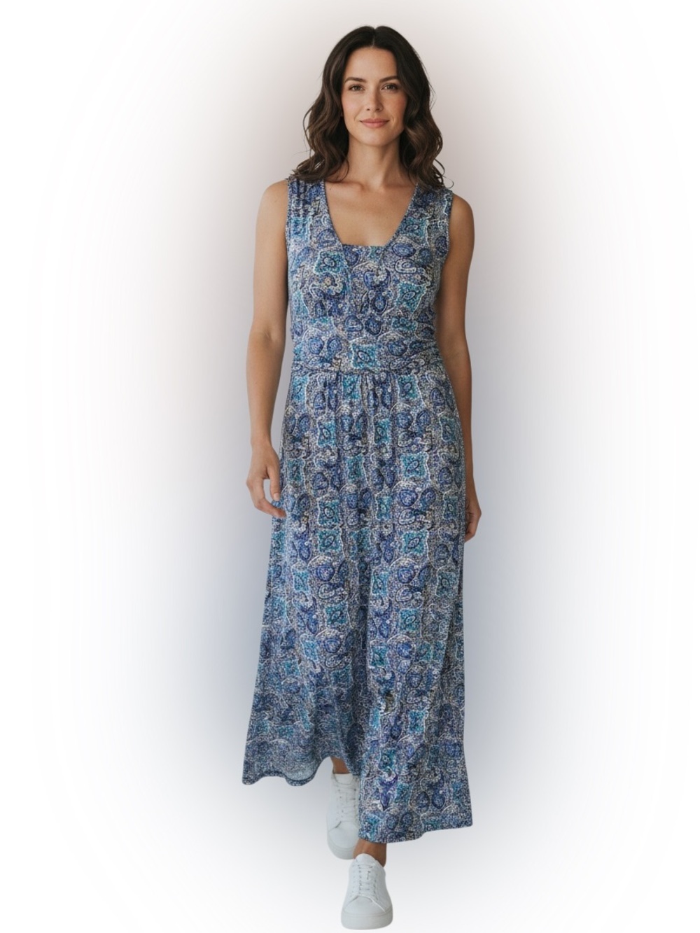 Garnet Hill by Eileen Fisher Long Sleeveless Maxi Summer Dress Women’s size M